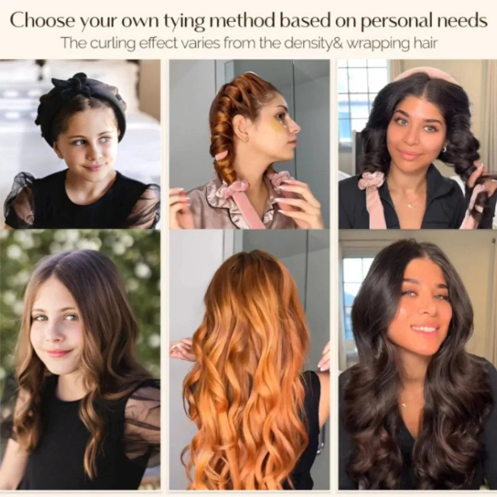 Luxury Heatless Silk Curling Ribbon Set - Effortless Overnight Curls Without Damage